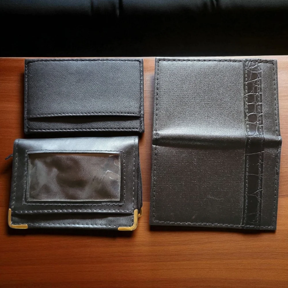 Vtg 3 Black ID Credit Card Note Pad Zipper Driver License Business Organizers - Picture 6 of 7